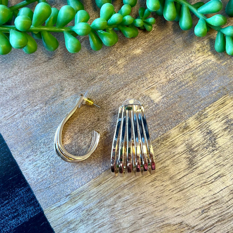 Gold 6Bar Hoop Earrings