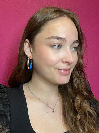 Everyday Gold & Blue Hoop Earring