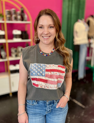 American Flag Quilted Tee