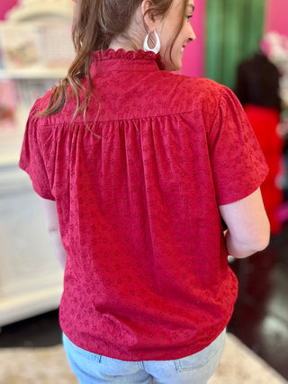 Lilly Red Eyelet Top