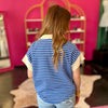Royal Blue & White Striped Half Zip Top