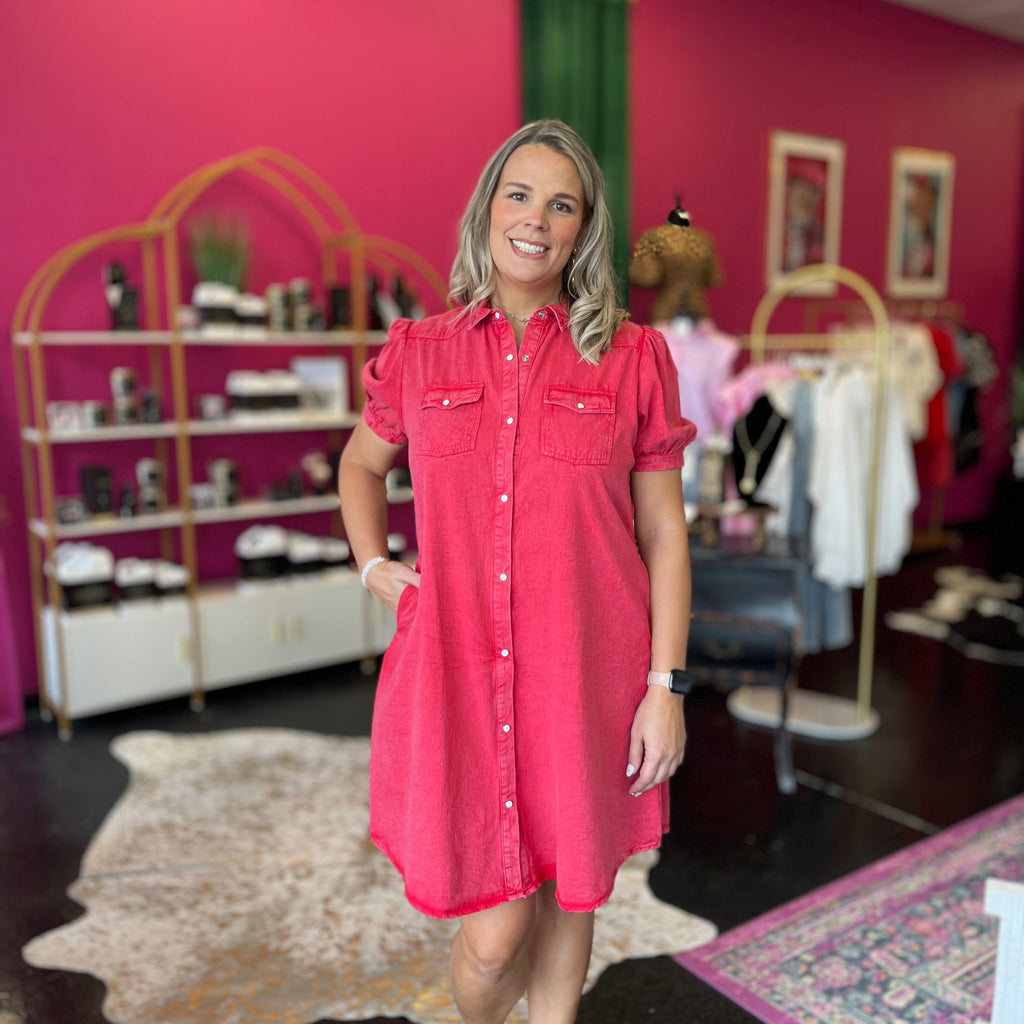 Annie Washed Red Denim Dress