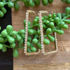 Gold Crystal Rectangle Hoop Earrings
