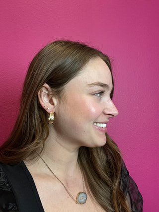 Gold Hammered Medium Hoop Earrings