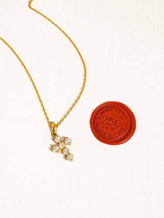 Raimon Gold & Crystal  Dainty Cross Necklace - Water Resistant