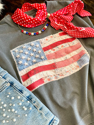 American Flag Quilt Printed Tank