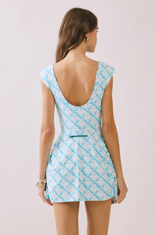 Turquoise Blue Print Wrap Front Athleisure Dress
