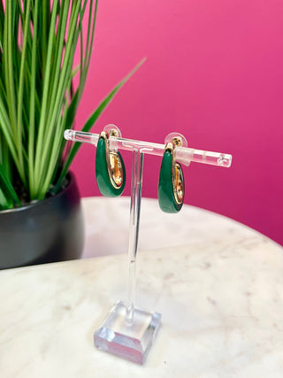 Kelly Green & Gold Hook Earrings