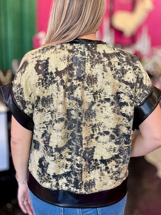 Gold & Black Metallic Top