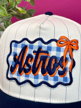 Astros Check Blue Pin Stripe Baseball Hat