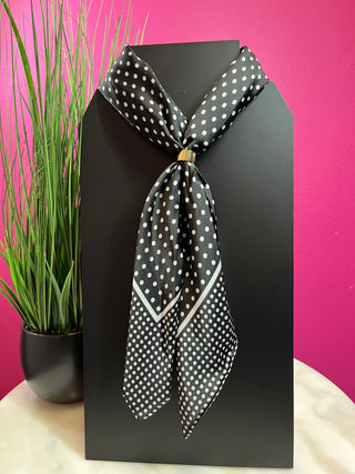 Black & White Polka Dot Satin Wild Rag