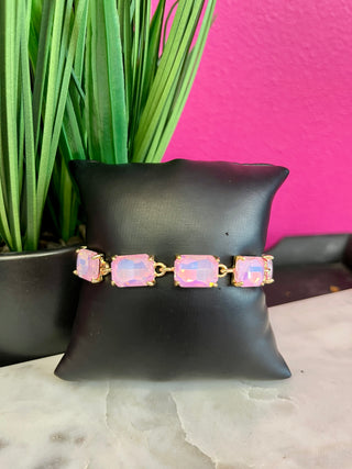 Too Chic Rectangle Pink Crystal Bracelet