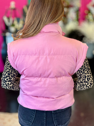 Pink Short Puffer Vest