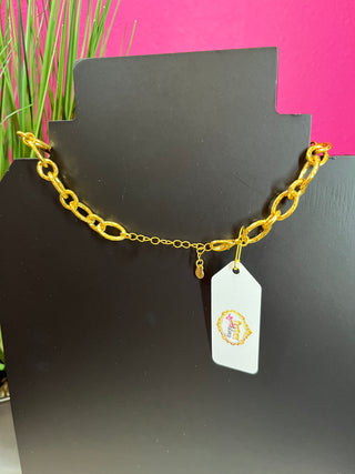 Gold Horse Medallion & Horsebit Necklace - Water Resistant