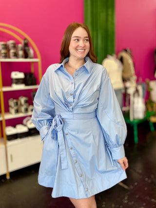 Light Chambray Blue Wrap Dress
