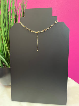 Too Chic Rectangle Royal Blue & Gold Chain Necklace