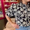 Navy & White Embroidery Top