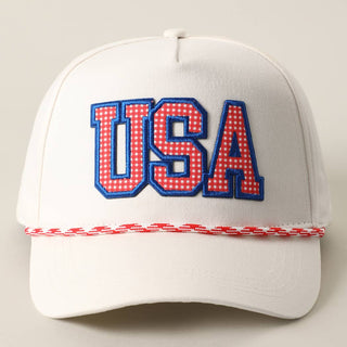 USA Patch Rope White Baseball Hat
