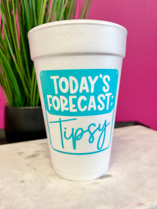 Today's Forecast Aqua Styrofoam Cups