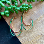 Kelly Green & Gold 3 Hoop Earrings