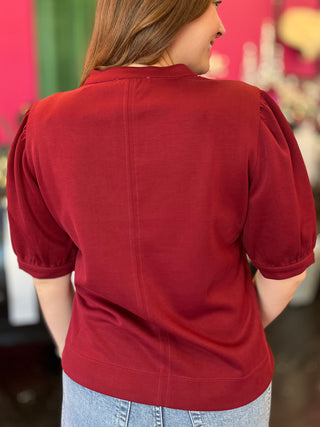 Maroon Essentials Puff Sleeve Top