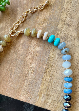 Blue & Turq Tone Stone Necklace