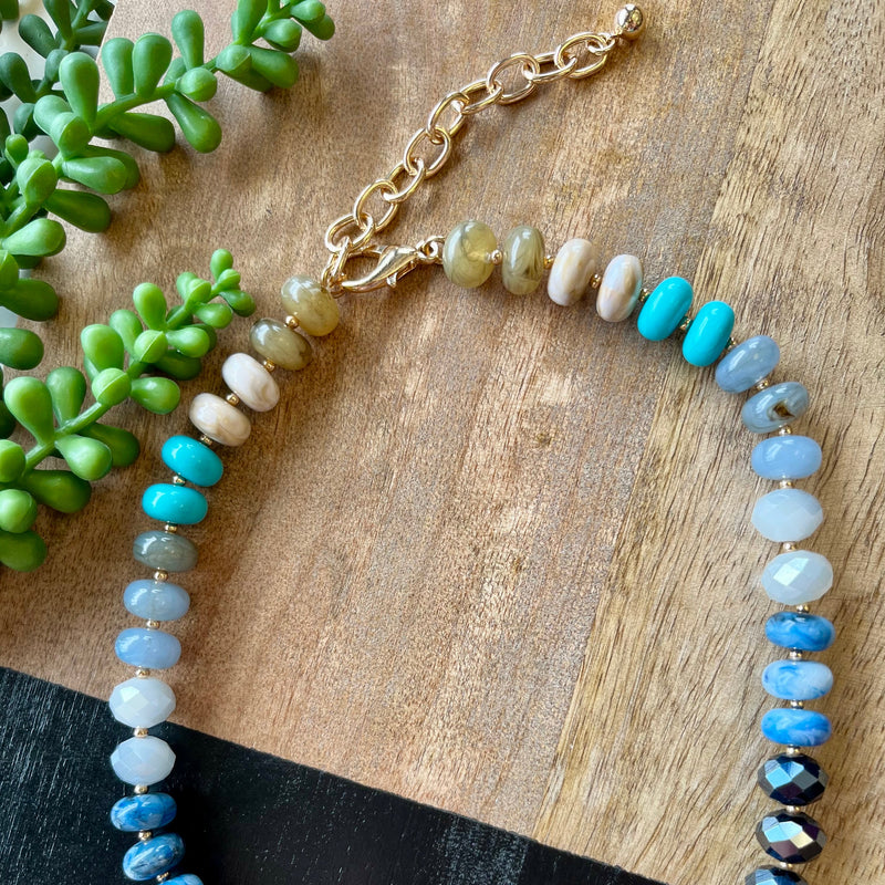 Blue & Turq Tone Stone Necklace