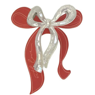 White & Pearl Bow Shaped Hair Clip