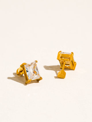 Avenn 18K Gold Emerald CZ Stud Earrings - Water Resistant