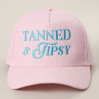 Pink Tanned & Tipsy Striped Baseball Hat