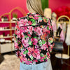 Black Bright Floral Print Chiffon Top