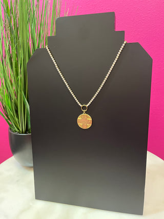 Lord's Prayer Gold & Crystal Necklace