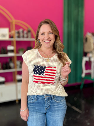 American Flag Crochet Top