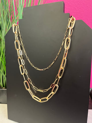 Gold Chain Link 3 Necklace Set