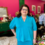 Turquoise Essentials Puff Sleeve Top