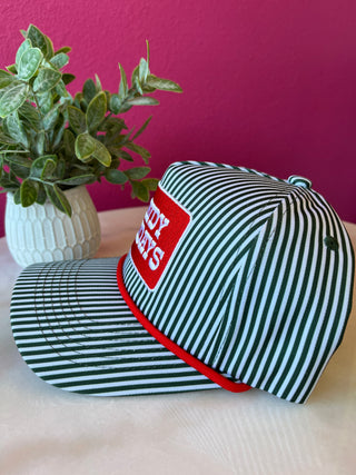 Howdy Holidays Green Striped Baseball Hat