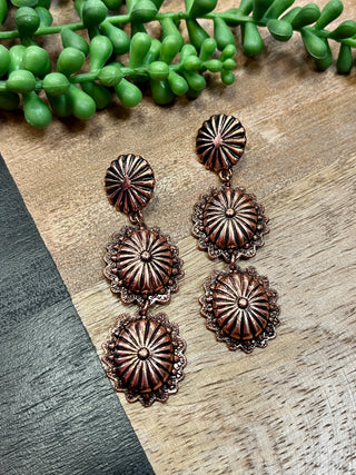 Bronze 3 Concho Dangle Earring