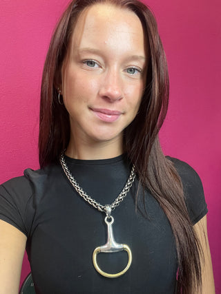 Silver & Gold Large Horsebit Necklace