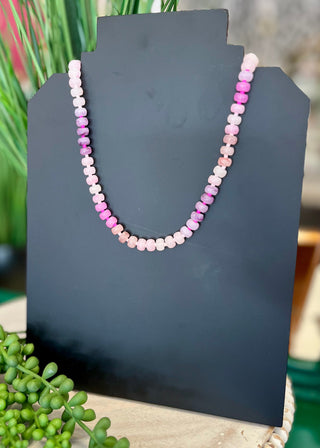 Pink Tone Agate Bead Necklace