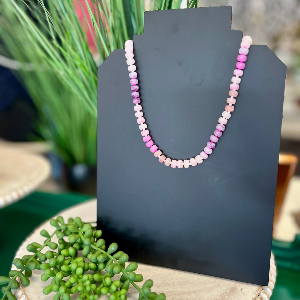 Pink Tone Agate Bead Necklace