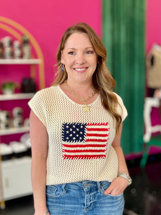 American Flag Crochet Top