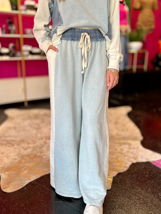 Denim & Sage Color Block Wide Leg Pant