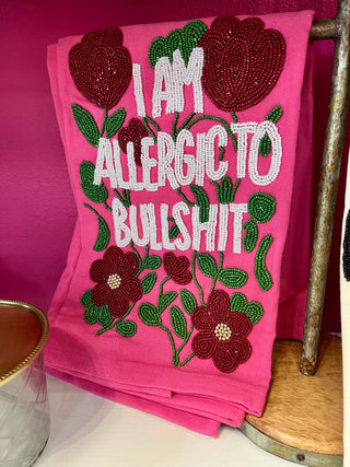 Pink Bullshit Beaded Tea Towel