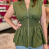 Olive Smocked Waist Top