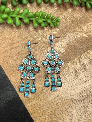 Turq Flower Dangle Earring