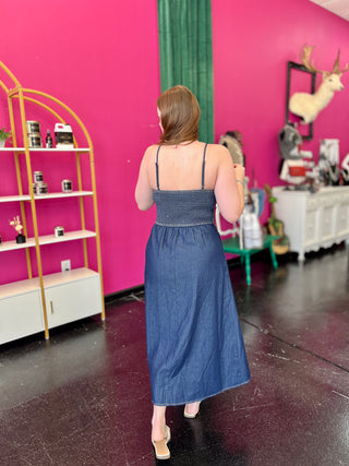 Dark Denim Button Down Midi Dress