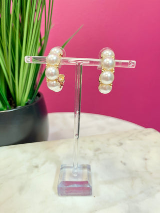 Pearl Medium Hoop Earrings