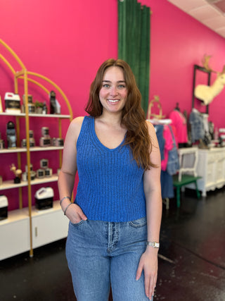 Surf Blue Crochet Knitted Top