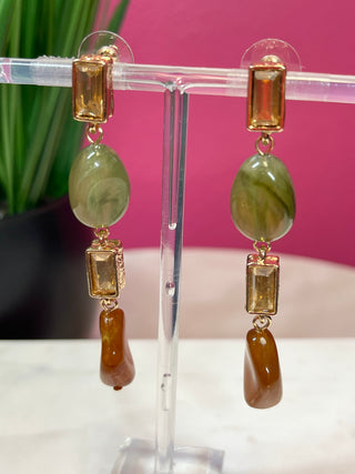 Gold, Olive, & Rust Dangle Earrings