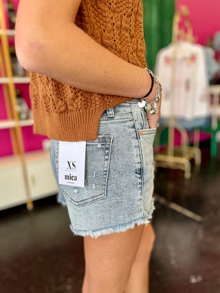 Cool Blue Denim High Rise Shorts